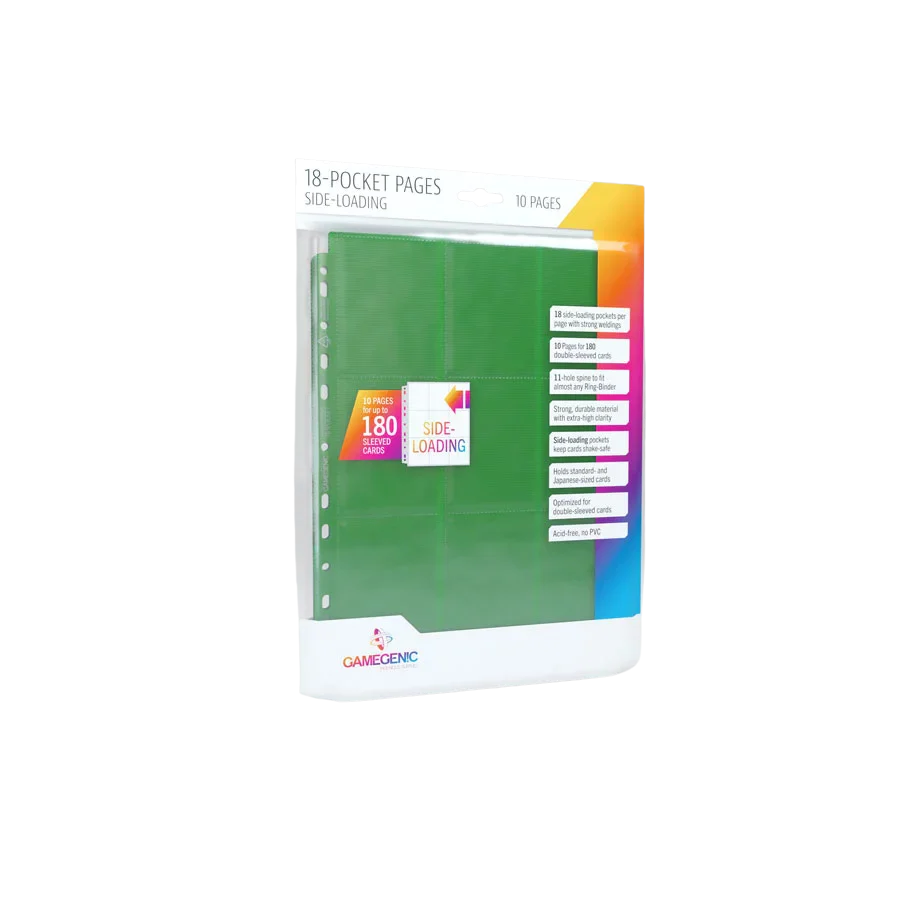 Gamegenic - Sideloading 18-Pocket Pages 10 pcs pack Green
