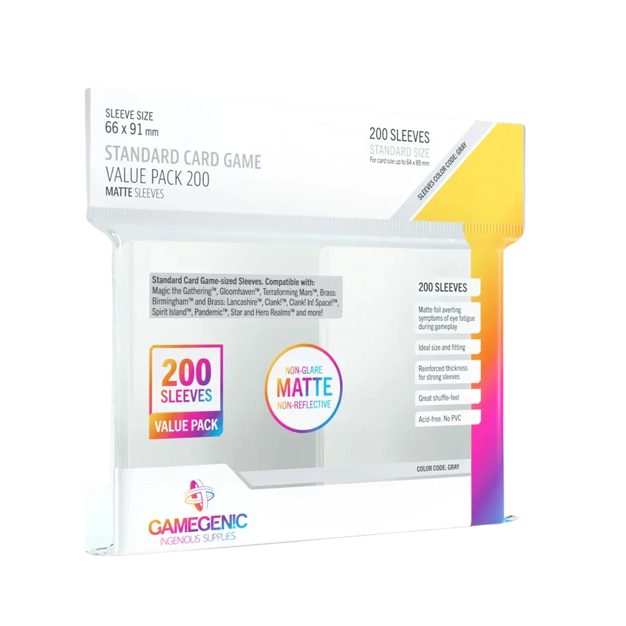 Gamegenic - Standard Card Game Value Pack Matte Clear (200 Sleeves)