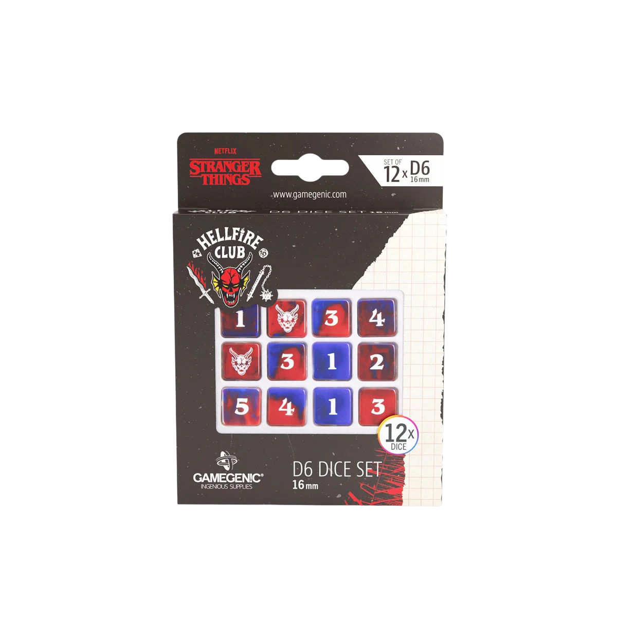 Gamegenic - Stranger Things - Hellfire Club D6 Dice Set (12x) â 16mm