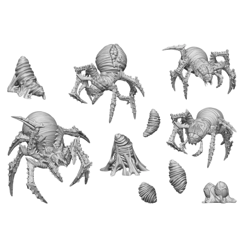 Green Stuff World - 3D printed set - Monster Spiders
