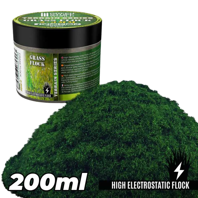 Green Stuff World - Static Grass Flock 2-3mm - DEEP GREEN MEADOW - 200 ml