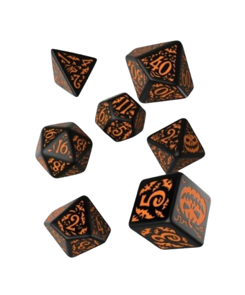 Halloween Pumpkin Black & Orange Dice Set (7)