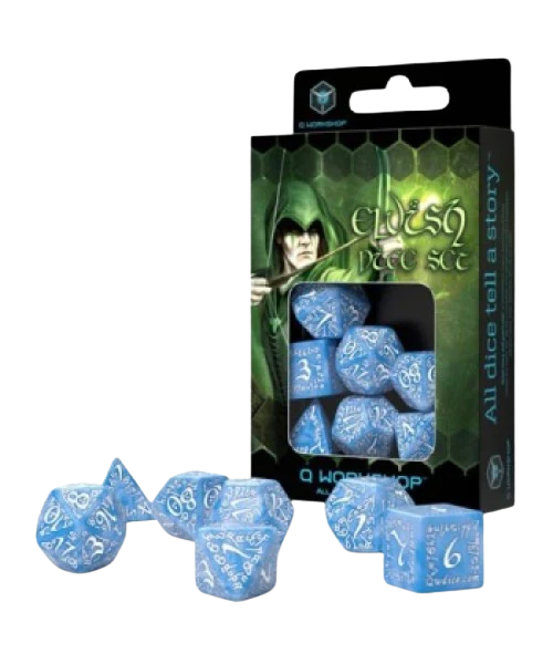 Q Workshop Elvish Glacier & White RPG Dice Set