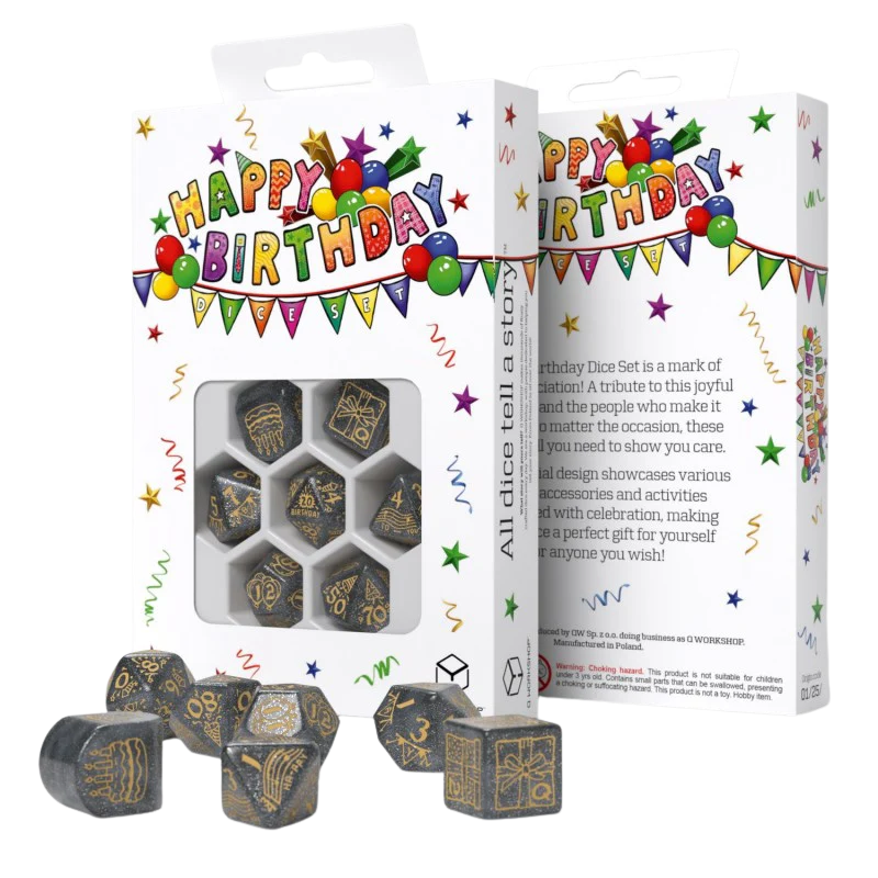 Q-Workshop - Happy Birthday Dice Set: Confetti (7)