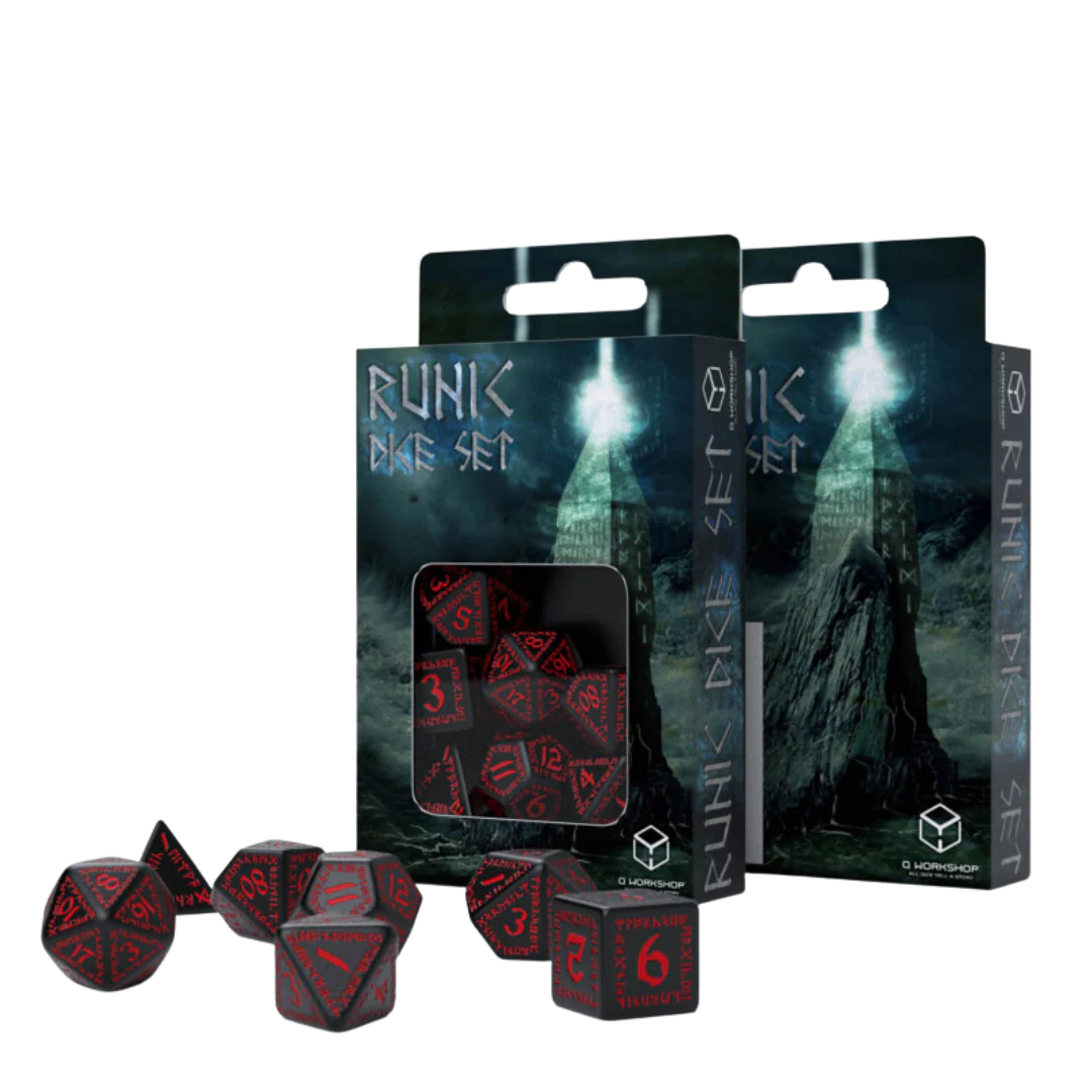 Q Workshop - Runic Black & Red Dice Set (7) - Image 2