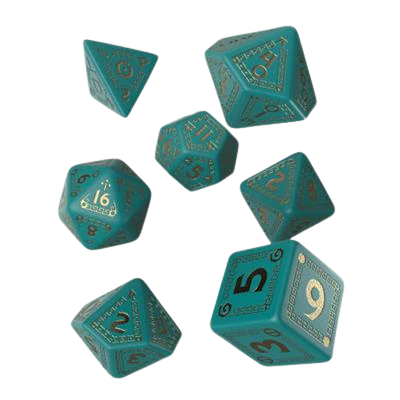RuneQuest Turquoise & gold Dice Set (7)