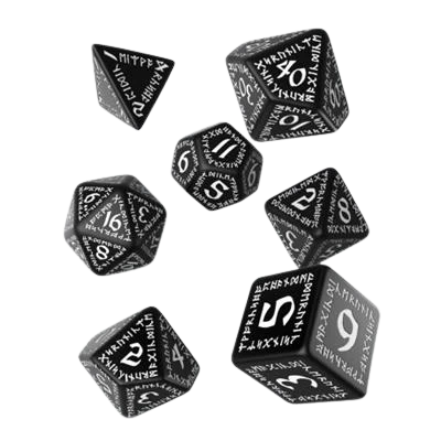 Runic Black & white Dice Set (7)