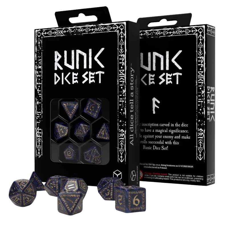 Runic Mixed-blue & gold Dice Set