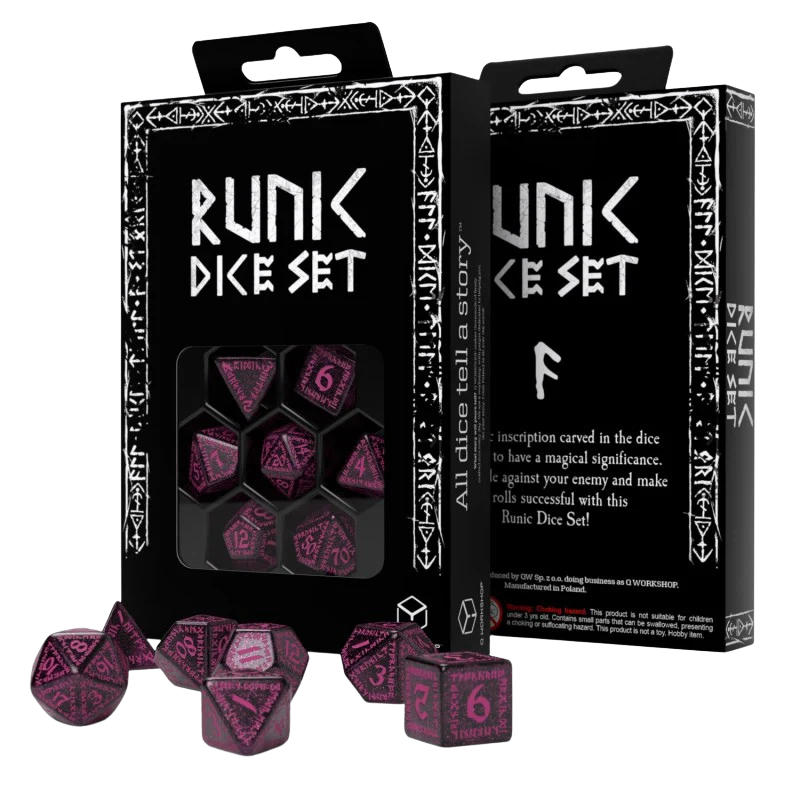 Runic Shimmering black with magenta Dice Set