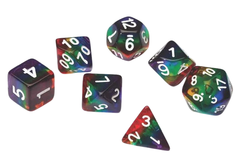 Sirius Dice - Dice Set - Rainbow Transparent Layered Resin
