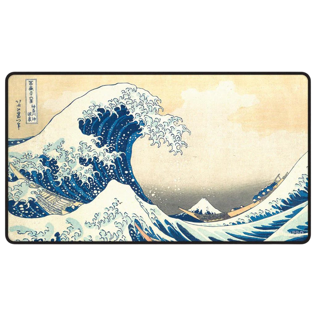 UP - The Great Wave off Kanagawa Black Stitched Playmat
