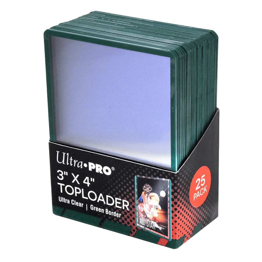 UP - Toploader - 3" x 4" Green Border (25 pieces)