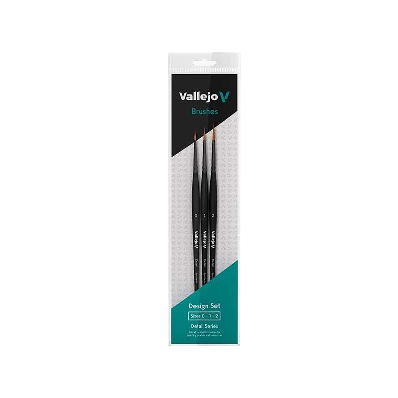 Vallejo - Vallejo Brush Set Detail. Design Set - Synthetic Fibers (Sizes 0, 1 & 2)