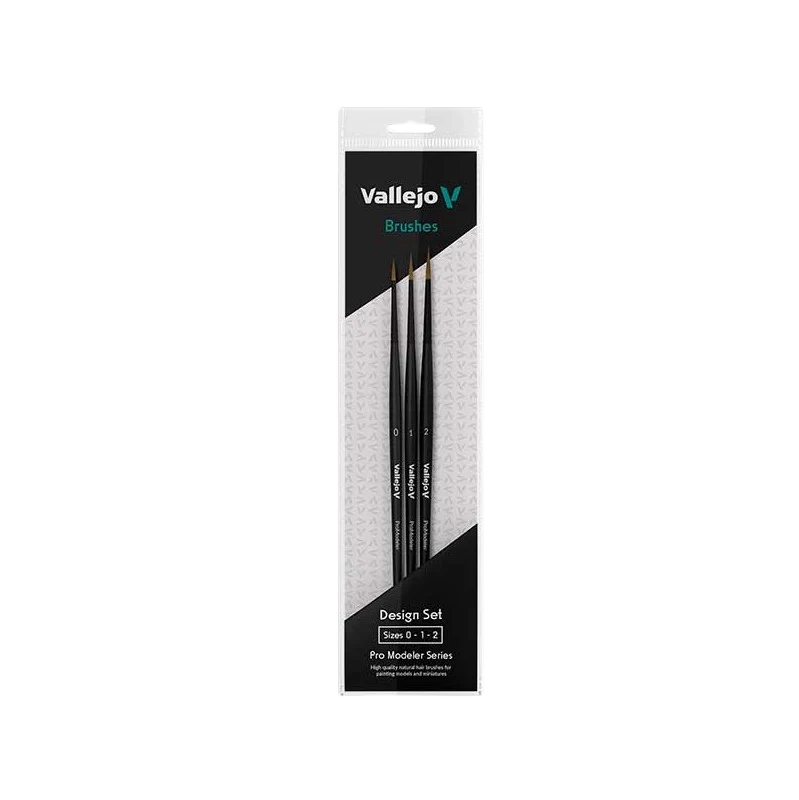 Vallejo - Vallejo Brush Set Pro Modeler. Design Set - Natural Hair (Sizes 0, 1 & 2)